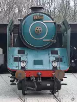 Die Dampflokomotive 387 043 Anfang April 2018 im Eisenbahnmuseum Lužná u Rakovníka.