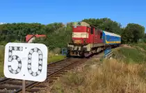 Messzug mit der 742 241 bei der Einfahrt in den Bahnhof Skalna, Aufgenommen am 23.08.2018