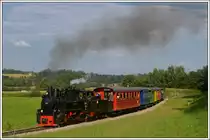 764-411R der Stainzer Bahn am 19.8.18 auf der Fahrt von Preding nach Stainz zwischen Neudorf/Stainztal und Ölmühle Herbersdorf.
