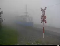 MGN - Oldtimer Zahnrad-Triebwagen Bhe 2/4 204 auf einer Fotoextrafahrt auf den Rochers de Naye für das Bahnforum.ch bei der Mittahspause im Nebel und Regen auf dem Rochers de Naye am 25.08.2018