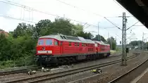 2 Dieselloks der Baureihe 232 passieren Nürnberg Duetzendteich in Fahrtrichtung Nürnberg Rbf. Aufgenommen am 29.6.2018 15:36