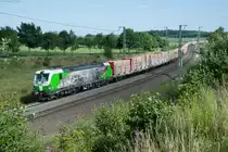 193 204  Wolfgang Amadeus Mozart  der SETG mit einem Schnittholzzug bei Reuth (i. Vogtland) Richtung Plauen, 13.07.2017