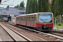 Nachschuss auf zwei BR 481 der S-Bahn Berlin als S7 von Ahrensfelde (S), die ihren Endbahnhof Potsdam Hbf auf Gleis 7 erreichen.
[30.5.2018 | 18:58 Uhr]