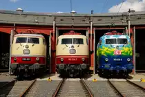 E03 001, 103 226-7 und 103 220-0  Touristik  beim Lokschuppenfest in Bw Siegen, am 26.08.2018.