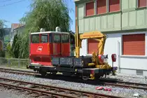 Der Tm 2/2 91 der Appenzellerbahnen wartet über das Wochenende vom 18. August 2018 im Bahnhof Appenzell auf die Bauarbeiten unter der Woche. Der Tm 2/2 91 wurde 2004 von der WSB übernommen. 