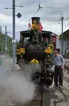 LETZTE DAMPFFAHRT DER HISTORISCHEN DAMPFLOK G 3/3 5  GEDEON THOMMEN 
vom 23. September 2018.
WALDENBURGERBAHN BLT/WB
Impressionen von diesem letzten und traurigen Betriebstag.
Erste Dampfwolke vom letzten Betriebstag vor dem Lokschuppen in Waldenburg.
Fotografieren des Betriebspersonals erlaubt.
Foto: Walter Ruetsch
