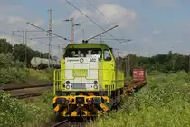 Eine MaK1206 der Captrain bahn sich ihren Weg durch das Dickicht von Gelsenkirchen-Zoo im Hochsommer 2016