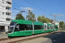 Be 6/8 Flexity 5035, auf der Linie 14, wartet an der Endstation in Pratteln. Die Aufnahme stammt vom 28.09.2018.