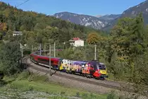 ÖAMTC 1116.153 fährt mit RJ-559 bei herrlichster Herbststimmung durch Küb. 6.10.18