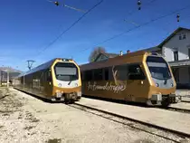 2  Himmelstreppen  der Mariazellerbahn am 06.10.2018 im Bahnhof Mariazell.