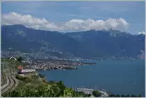 Sommerfahrplan 2018: Von Vevey kommend erklimmt der SBB RABe 511 116 auf der Fahrt von Genève nach Fribourg die steile Strecke des  Train des Vignes in den Weinbergsn des Lavaux. 
26. August 2018