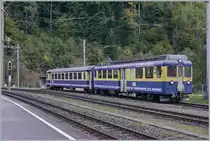 Der ABeh 4/4 I 310  Matten bei Interlaken  mit dem ABt 431 in Zweilütschienen.
10. Okt. 2010 