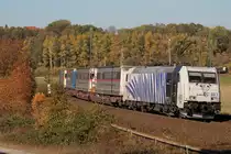 185 663 am 14.10.2018 mit dem Paneuropa-KLV zwischen Friedland und Eichenberg.