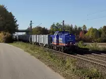 Die 203 126 mit einem Rübenzug am 05.10.2018 unterwegs bei Amselfing.