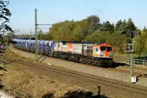 Am 05.10.2018 kam die V330.7 (250 005-6) von der HVLE aus Richtung Wittenberge und fuhr weiter in Richtung Stendal.