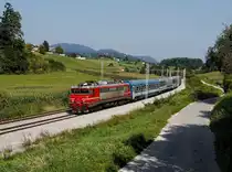 Die 363 009 mit einem IC nach Ljubljana am 18.08.2018 unterwegs bei Ostrožno.