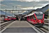 Bt52804, R1964 und IR1164 mit ABe 8/12 3503 nach Chur in Samedan. (18.10.2018)