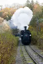298.102 lässt am 26.10.18 die Konglomeratwände entlang der Steyr hinter sich und erreicht in Kürze die Haltestelle Neuezug