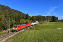 185 303 + 185 276 mit GAG 48930 am 10.10.2018 bei Pießling-Vorderstoder. 