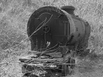 Ein ausgedienter Dampfkessel Anfang April 2018 im Sächsischen Eisenbahnmuseum Chemnitz-Hilbersdorf.