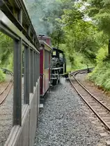 Ausgangs der Ausweichstelle der Brecon Mountain Railway bei Dolygaer, Wales, 15.9.2016