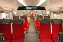 Innenausstattung der zweiten Klase des „Traveso“ für die Südostbahn (SOB).
So gesehen auf der InnoTrans am 22.09 2018 in Berlin.
