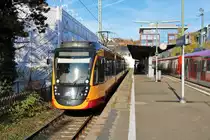 AVG (Albtal-Verkehrs-Gesellschaft) Bombardier ET2010 Wagen 941+931 am 03.11.18 in Bad Soden Bahnhof als RB11 nach Frankfurt Höchst. Durch Planungen zur RTW Regionaltangente West wurden zum zweitem mal Testfahrten mit AVG Stadtbahnwagen aus Karlsruhe vorgenommen