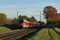 Doppeltracktion RE42 als Umleiter bei Kaarst Broicherseite geführt vom 1428 506 gen Münster am Samstag den 3.11.2018