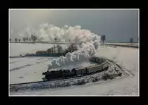 Die Strasshofer Dampflok 52.100 fährt mit dem  Majestic Imperator  als SDZ 14370 von Korneuburg nach Ernstbrunn, aufgenommen nahe Hetzmannsdorf. 
17.2.2013