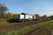 RheinCargo DH 707 mit Kastelzug am Samstag den 3.11.2018 bei Kaarst gen Rheinhausen fahrend.