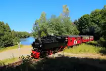 Scheinanfahrt von 99 5906 mit Jubiläumssonderzug am 07.07.2018 bei Güntersberge. (Bild 3)