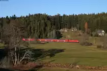 146 205-0 mit dem RE 4727 (Hausach-Konstanz) bei Unterkirch 18.11.18