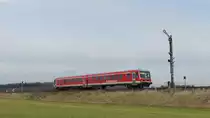 Eine 628-Sonderfahrt am Einfahrsignal von Hungen. Sie ist gen Süden unterwegs. Aufgenommen am 10.3.2018 11:15