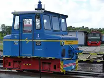 Ein Akku-Schleppfahrzeug ASF 32 stand im August 2018 im Eisenbahnmuseum Weimar. 