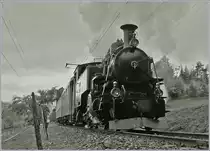 Auf alt getrimmt: Die BFD HG 3/4 N° 3 der Blonay Chamby Bahn kurz vor Chaulin anlässlich des Abschied Wochenendes des 50 Jahre Jubiläum.
28. Okt. 2018