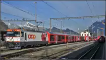 Ge 4/4 III 641  Maienfeld  mit Alvrazug in Landquart. (28.11.2018)