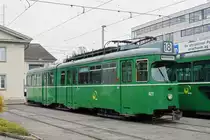 Be 4/6 Düwag 627 steht auf dem Hof des Depots Dreispitz. Die Aufnahme stammt vom 26.11.2018.