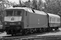 Die Elektrolokomotive 120 005-4, gesehen Mitte August 2018 im Eisenbahnmuseum Weimar.