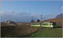 Die klassische ASD Fotostelle in Aigle mit Blick auf das Schloss: Der ASD BDe 4/4 403 fährt mit seinem Bt Richtung Les Diablerets.
18.. Nov. 2018