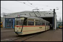 Am 12.12.2018 hatte der G 4 der Gothaer Straßenbahn, Baujahr 1967 VEB Wagonbau Gotha, einen Weihnachtsfahrt Einsatz über die Thüringer Waldbahn bis nach Friedrichroda. Die Teilnehmer, die IPA Kreis Steinfurt, saßen bei dieser Aufnahme schon im Wagen und warteten auf die Abfahrt um 10.00 Uhr ab Betriebshof Gotha.