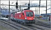 1016 006 und 1144 046 Tandem in Buchs SG. (10.12.2018)