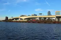 A Norfolk Southern train crosses the St Johns River in Jacksonville with a freight train bound for the Florida East Coast Railway`s Bowden Yard. Freom here the train will continue south with FEC traction, 28 Nov 2018.

The locomotives are 4120, 9502, 8501 & 9150