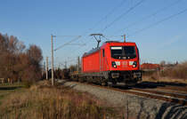 187 159 führte am 05.12.18 einen gemischten Güterzug durch Greppin Richtung Bitterfeld.