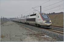 Der TGV Lyria 9206 von Zürich nach Paris Gare de Lyon, bestehend aus zwei Triebzügen, erreicht Belfort-Montbéliard TGV.

15. Dez. 2018 
