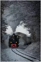 Leise rieselt der Schnee, wenn Maxl hebt den Regler in die Höh - Dampflok 764.411R der Stainzerbahn fährt mit einem Güterzug von Preding nach Stainz, aufgenommen in den Wäldern nahe Mannegg.
16.12.2018