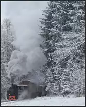 Winterdampf im Stainztal. 764.411 zieht den Historischen Fotogüterzug in Richtung Stainz. 
16.12.2018
