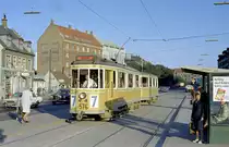 København / Kopenhagen Københavns Sporveje SL 7 (Tw 576 + Bw 15**) København NV, Frederikssundsvej / Tomsgårdsvej / Hulgårdsvej am 17. September 1969. - Scan eines Farbnegativs. Film: Kodak Kodacolor X.