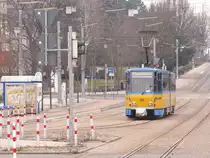 TWSB 310 als Linie 2 vom Ostbahnhof, am 17.02.2018 am Hauptbahnhof in Gotha.