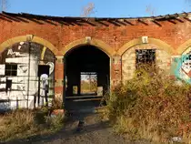 Die Reste vom Ringlokschuppen im ehemaligen Bw Bayerischer Bahnhof in Leipzig, am 16.11.2018.