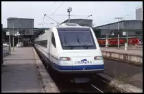 Cisalpino ETR 470008 steht hier am 14.8.1999 um 
9.16 Uhr abfahrbereit am Bahnsteig im HBF Stuttgart.